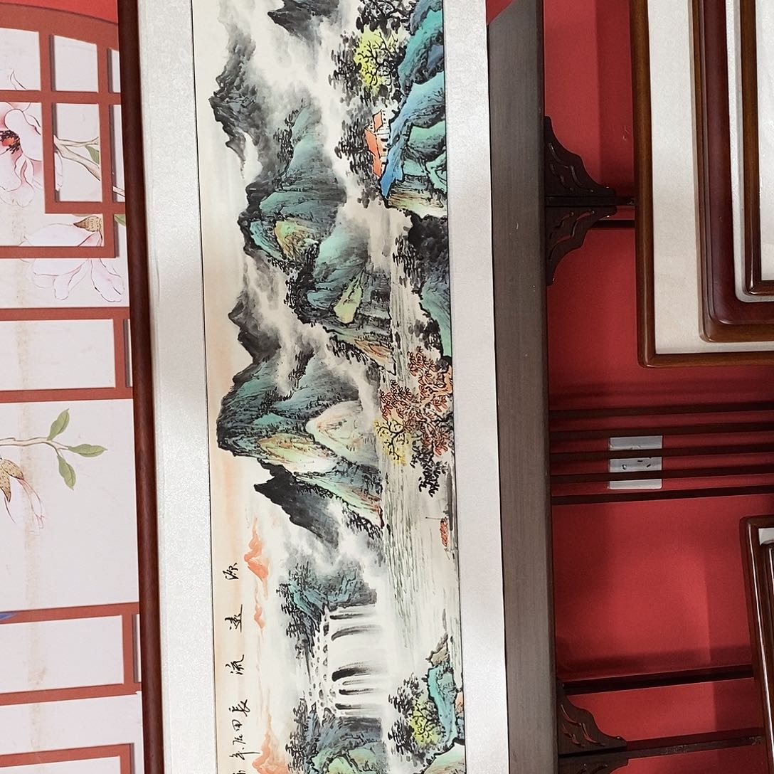 国画带框尺寸47✖️163手绘包邮