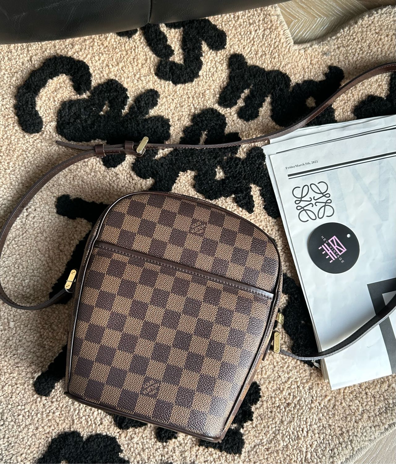 95新 LouisVuitton/路易威登 棋盘格斜挎包  05年 15cm  11603268