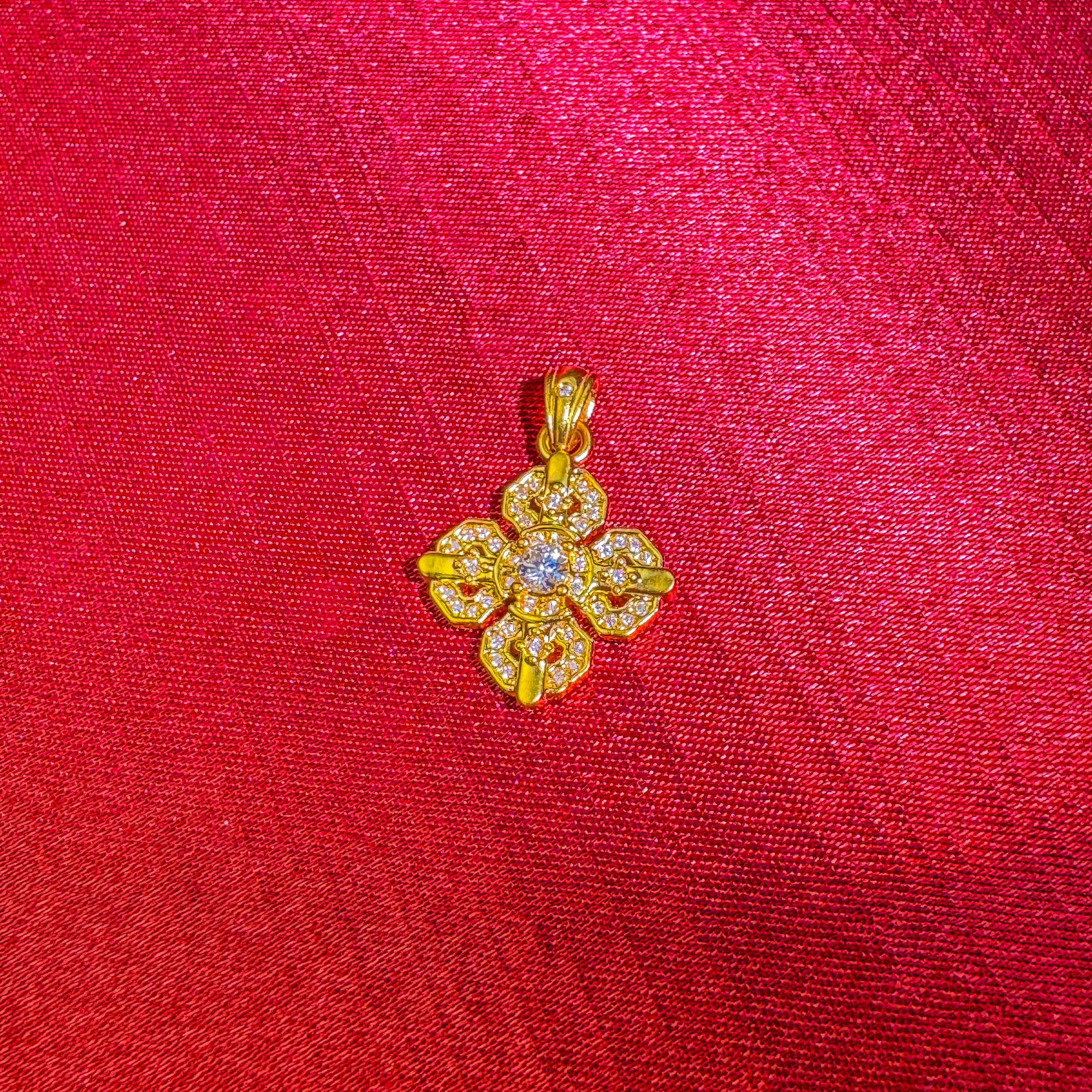 足金999【镶嵌金刚杵】经典百搭黄金招财纳福精美送礼简约金吊坠