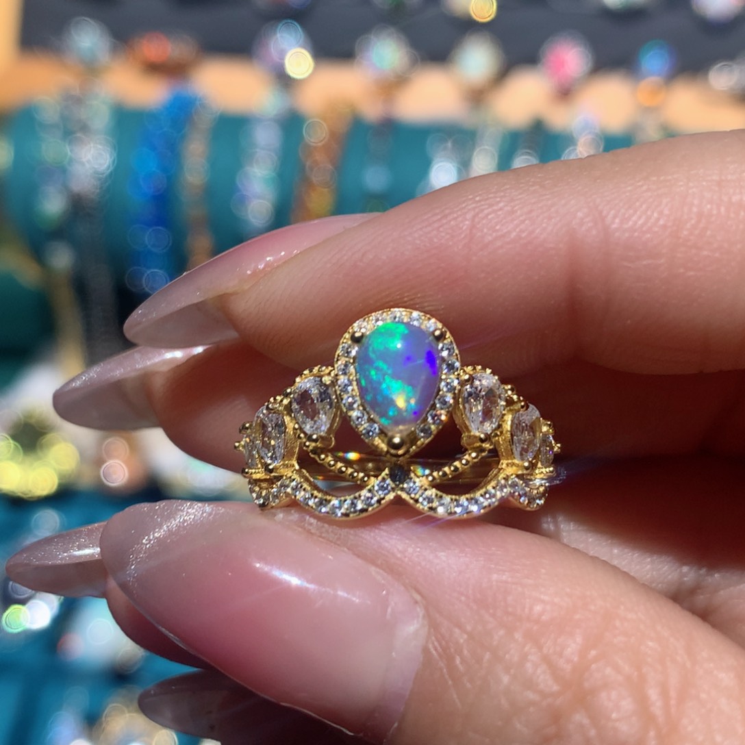 欧泊戒指银S925镶嵌福利