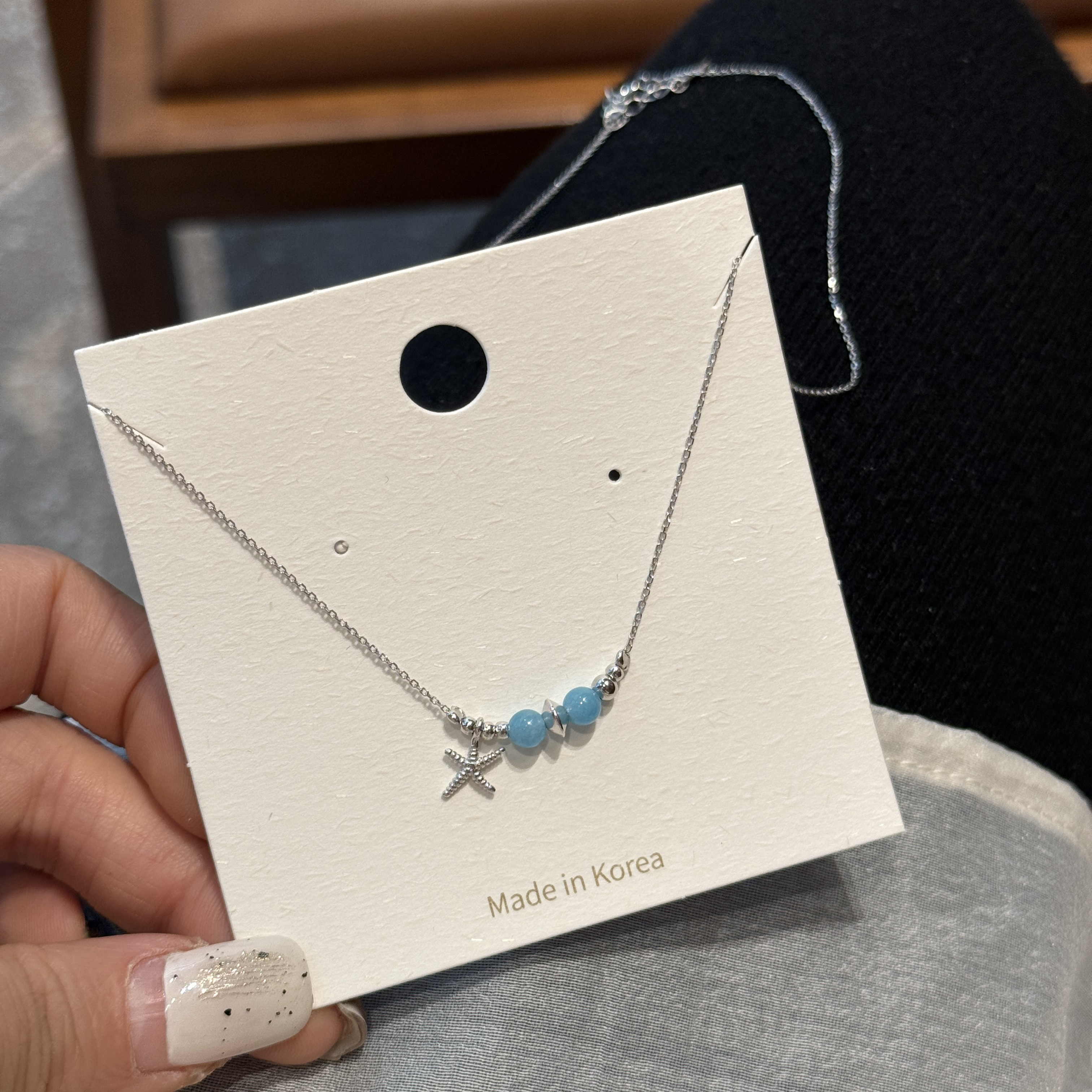 6400蓝玉髓海星银项链