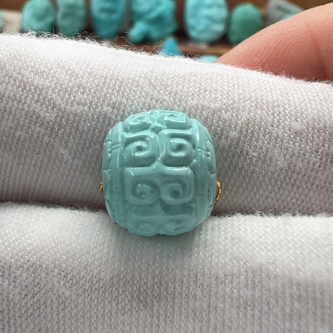 绿松石未镶嵌回纹珠11mm