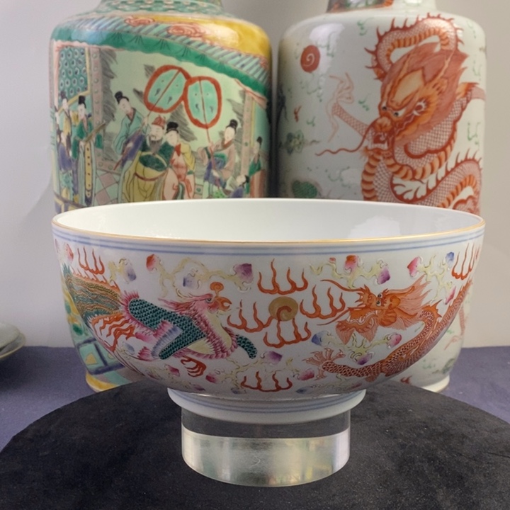 碗陶12996瓷器—粉彩龙凤纹大碗