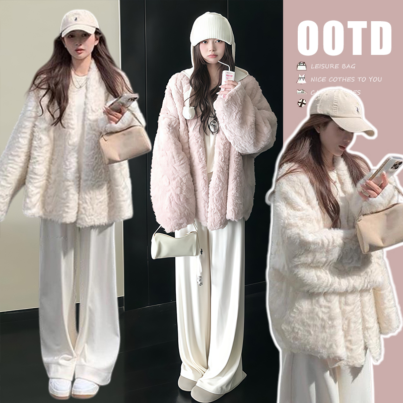 孕妇外套新款冬季加厚毛毛外套气质宽松大码休闲时尚外穿孕妇装