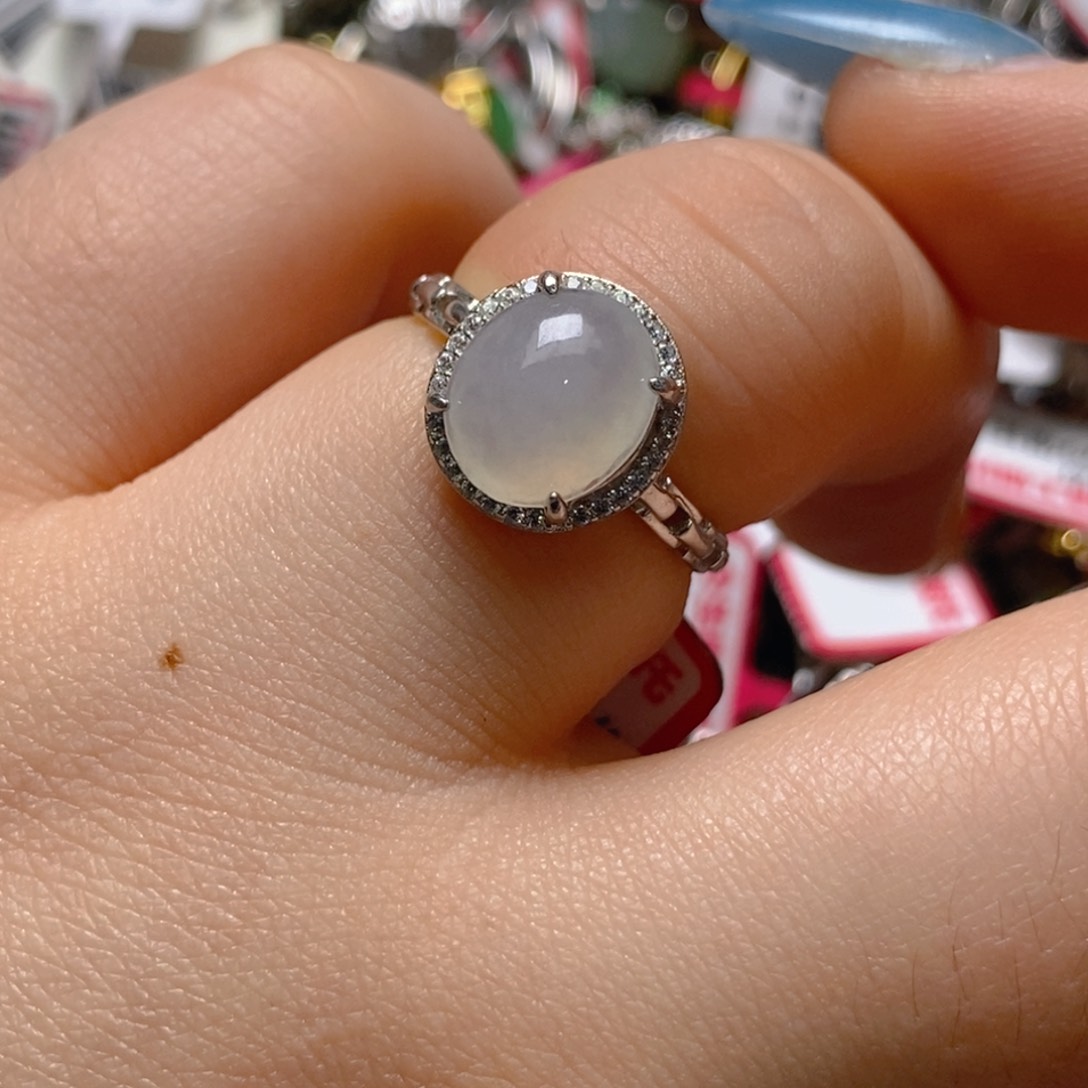 银S925镶嵌戒指翡翠百内无证书