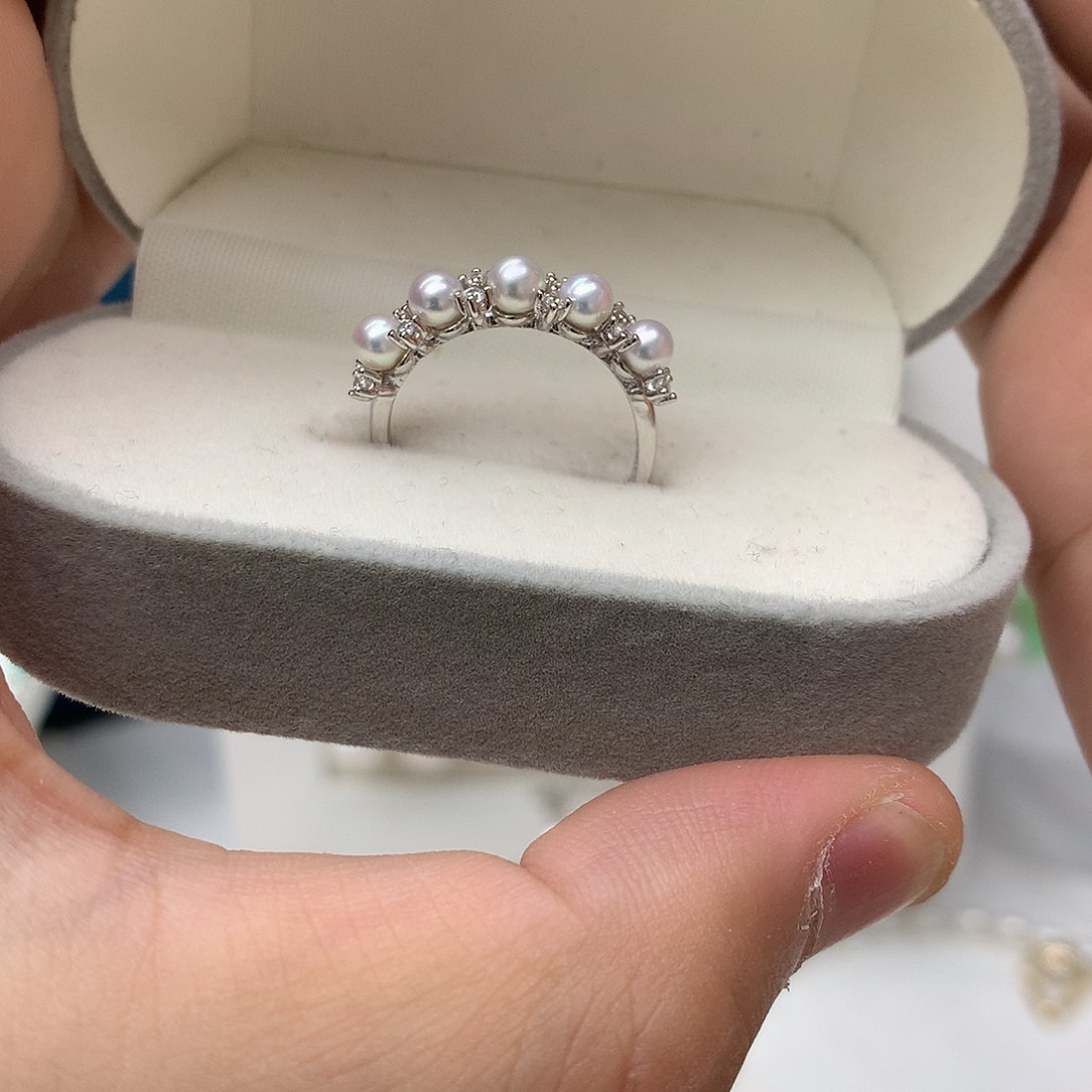 戒指银S925镶嵌淡水珍珠