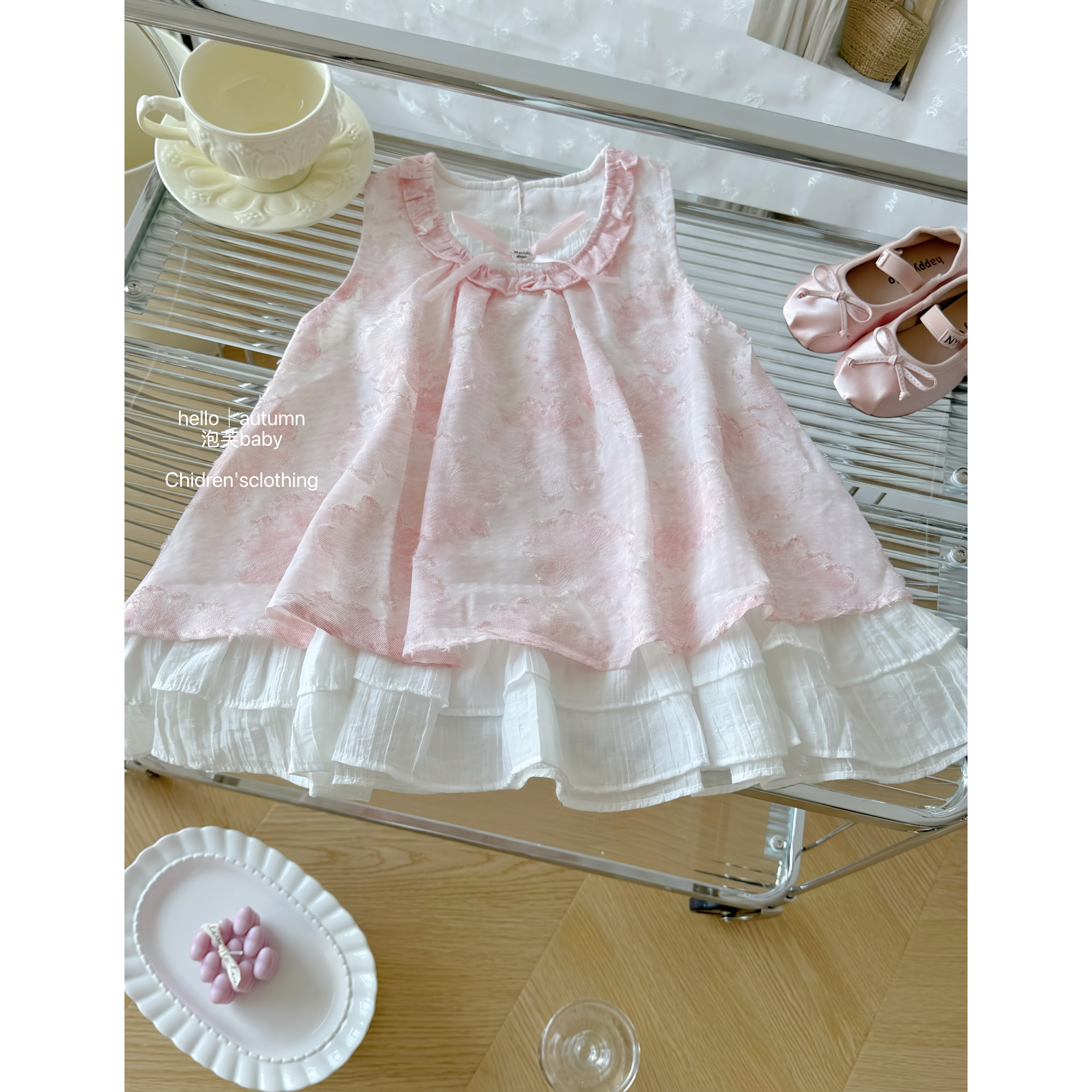 【lucky泡芙】夏日甜甜！女童木耳边连衣裙夏季25款洋气女宝宝公主裙