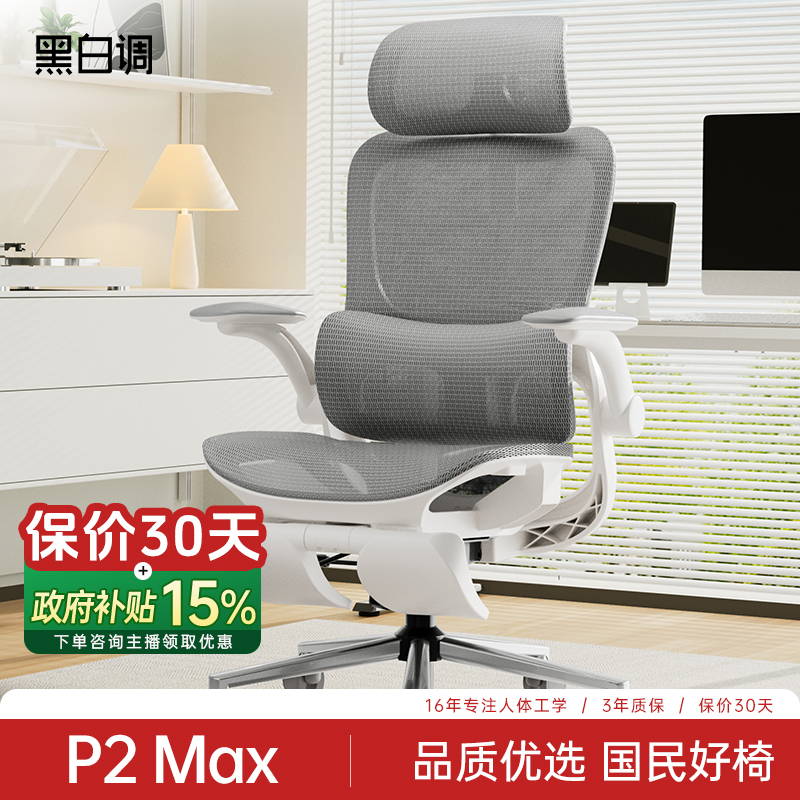 黑白调p2max 护腰人体工学椅电竞椅书房学习办公椅