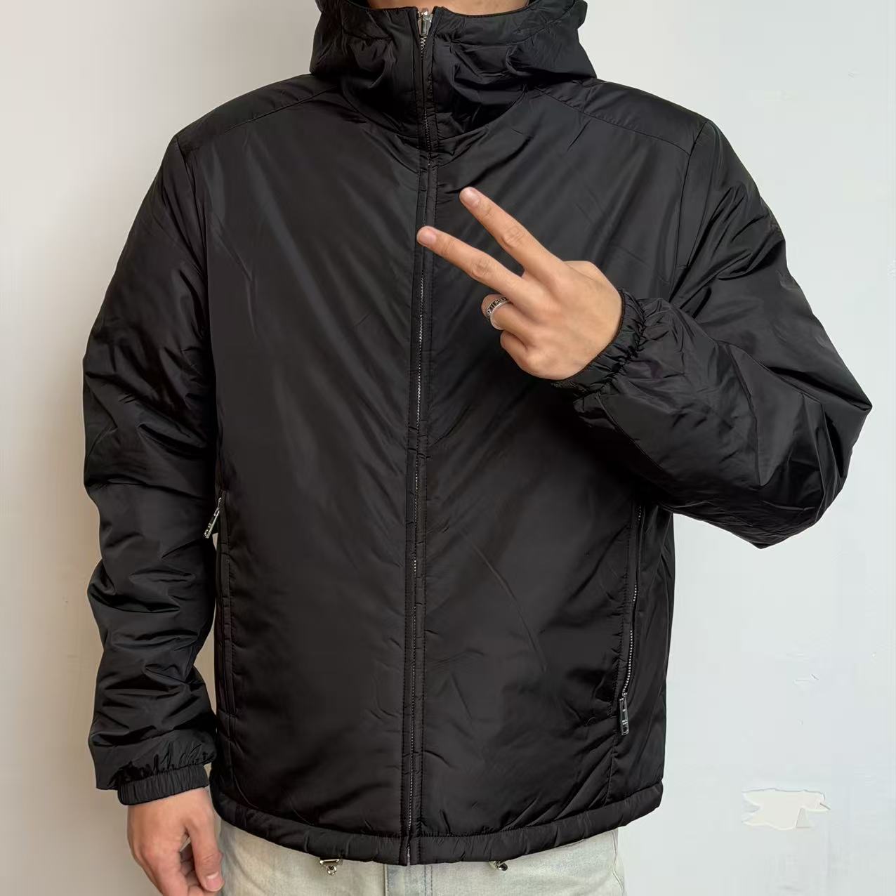 【猫主精选】-男士连帽里外双穿棉服