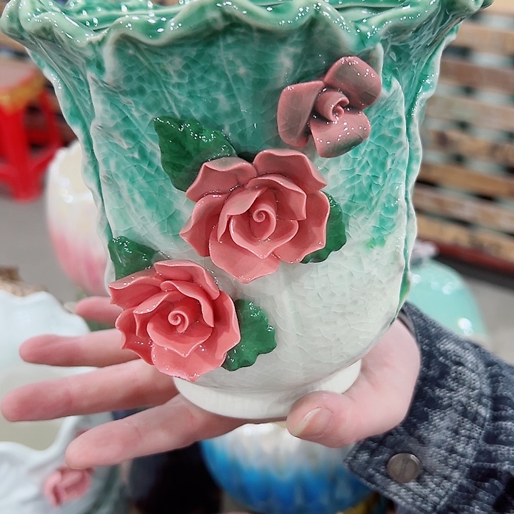 有孔.凑满10元发货多肉陶瓷花盆！