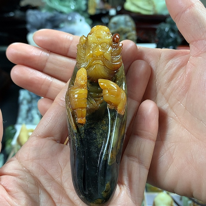 蛇纹石玉手把件未镶嵌浅**年