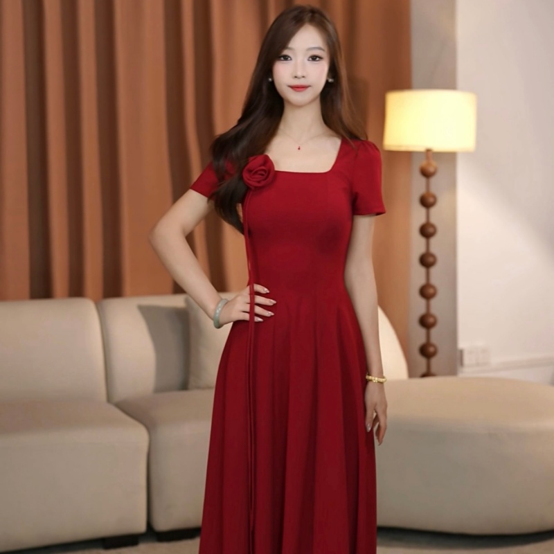 【汤媛】夏季新款高级感优雅端庄修身显瘦连衣裙-YL20252