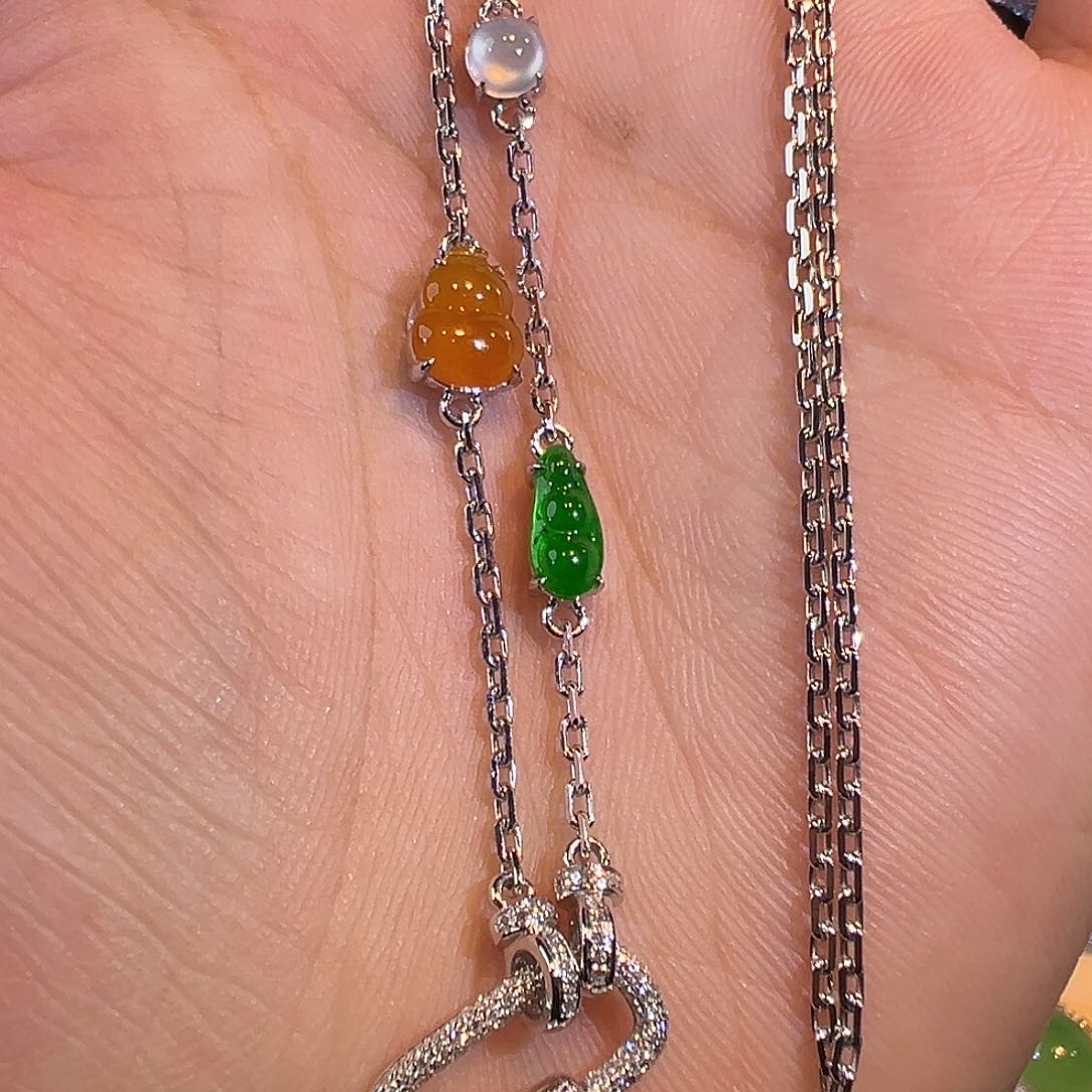 翡翠颈饰18K金镶嵌精工百搭万能链