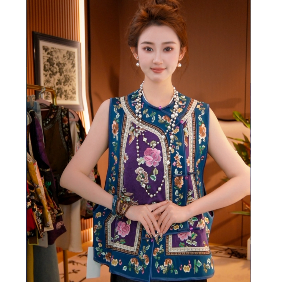 青金非遗/新中式马甲原创国风女装精美重工刺绣上衣2025b0252源源