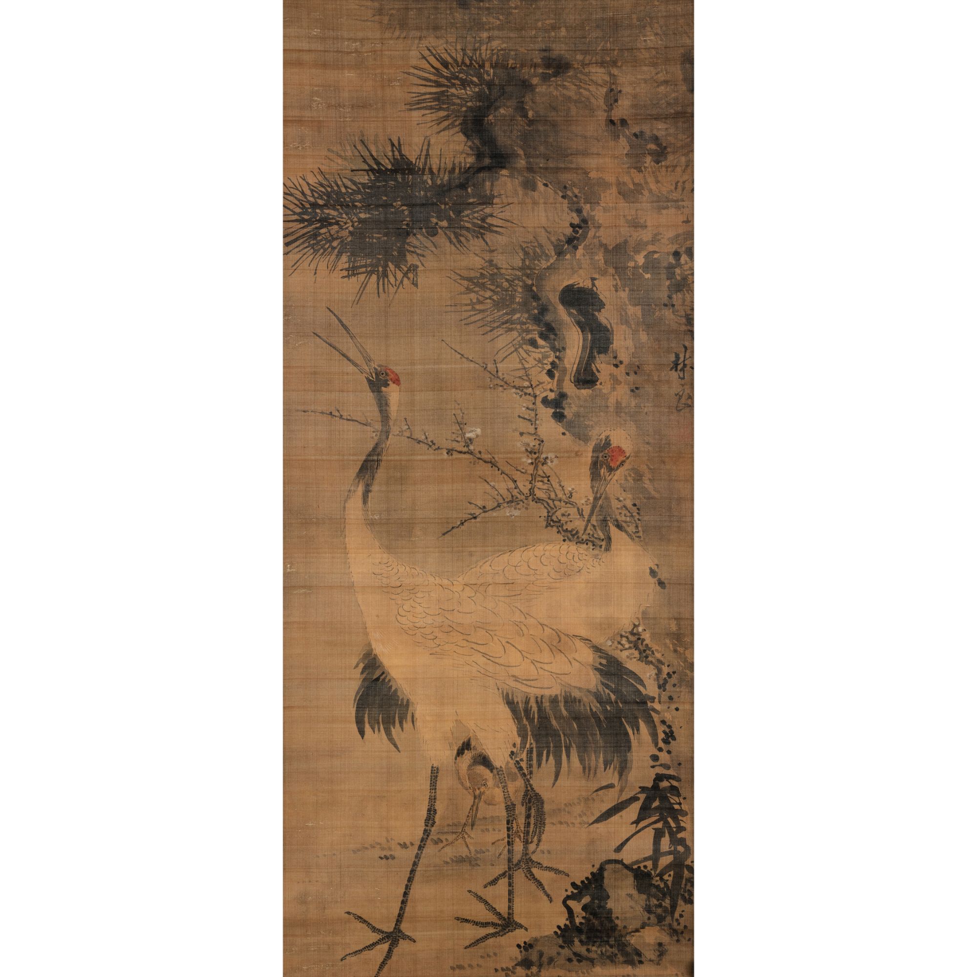 林良 双鹤三友 镜心 117.5×49cm