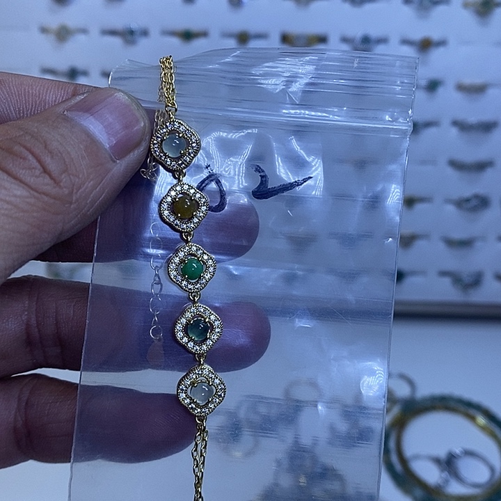 银S925镶嵌戒指翡翠手链