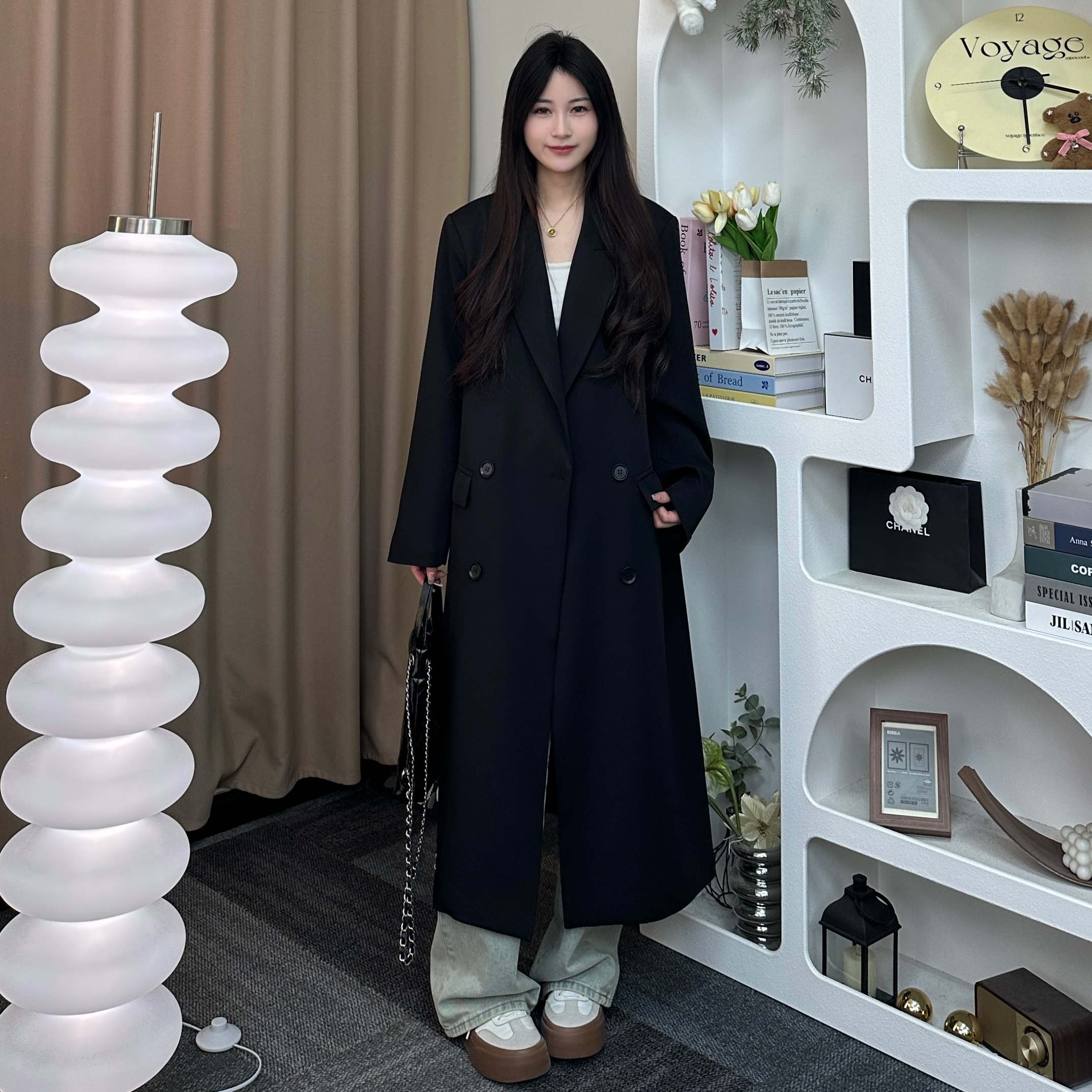 秋季新款韩版中长款高级感过膝风衣垂坠感小个子百搭宽松英伦风