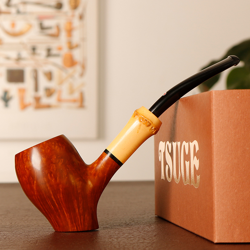 日本柘植 TSUGE 竹节桌斗 军插  石楠木烟斗