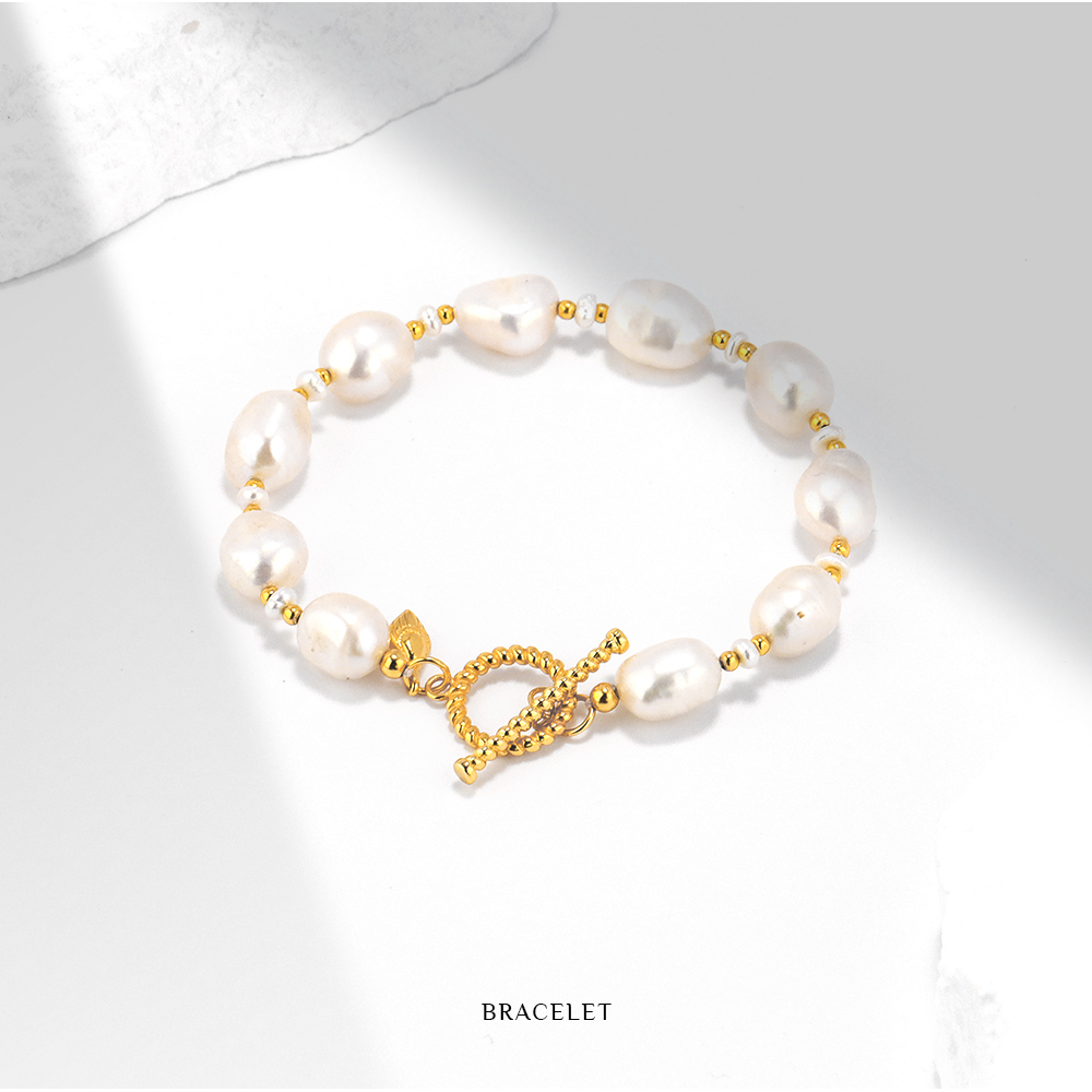 MGS曼古银S95银镀金淡水珍珠时尚手链 M0424098725