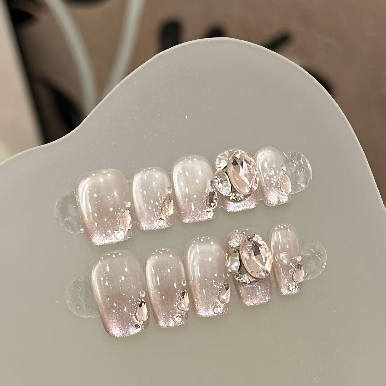 粉调冰晶-Naier奈儿轻奢高定美甲10片装