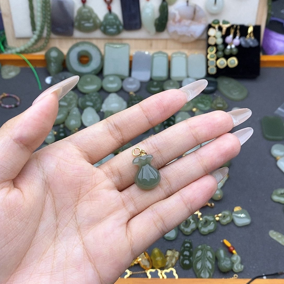 和田玉银S925镶嵌吊坠(不含链)