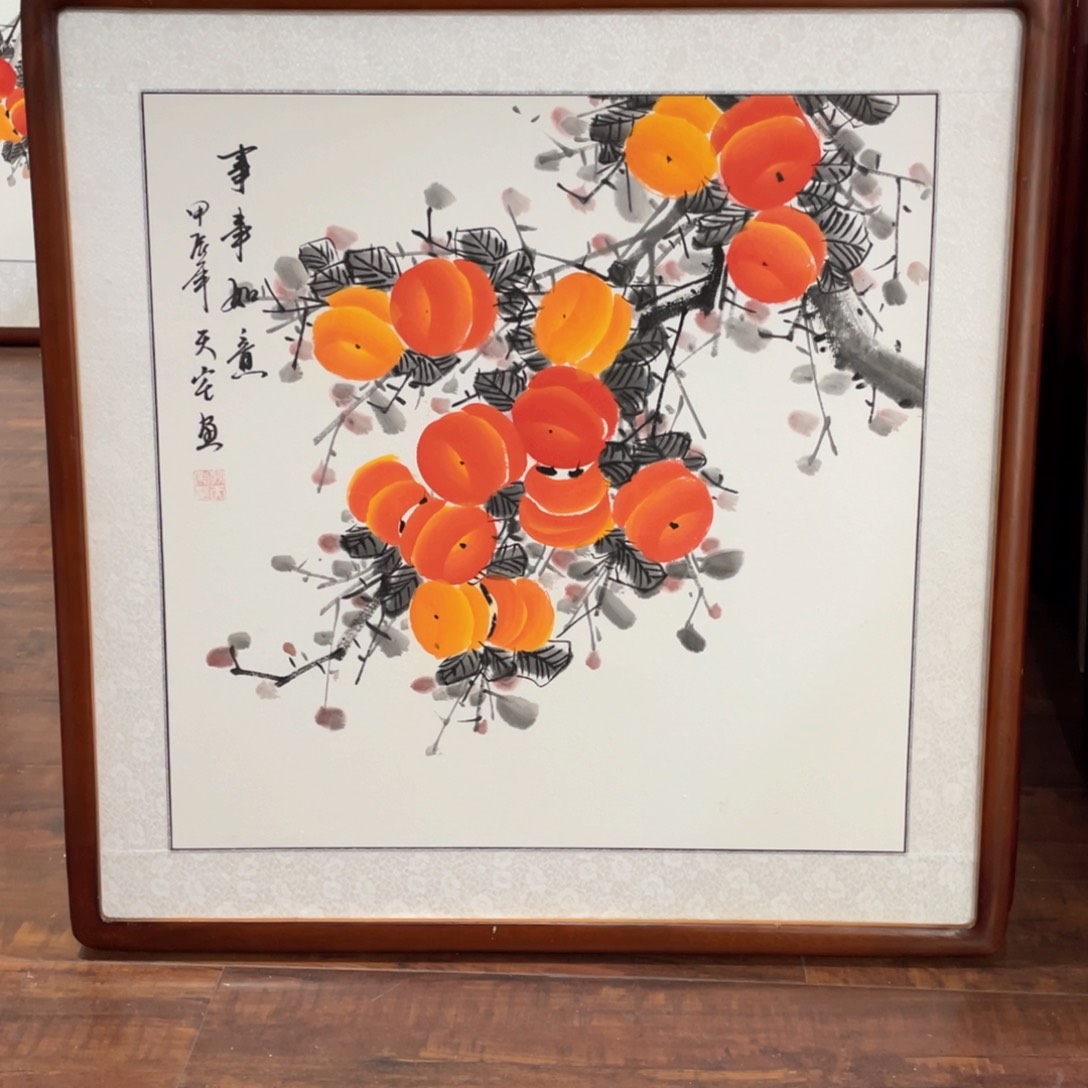 国画手绘带框尺寸63*63厘米