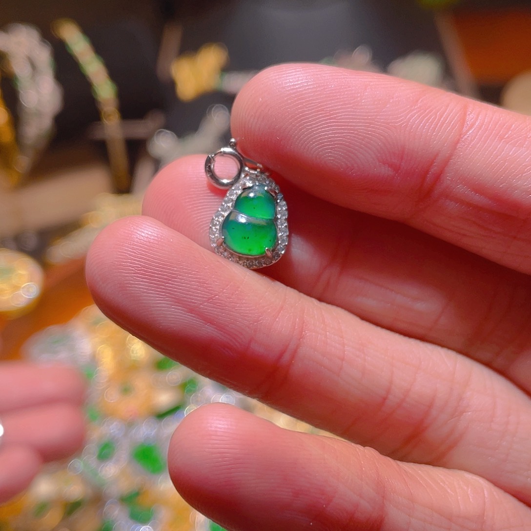 翡翠吊坠(不含链)银S925镶嵌