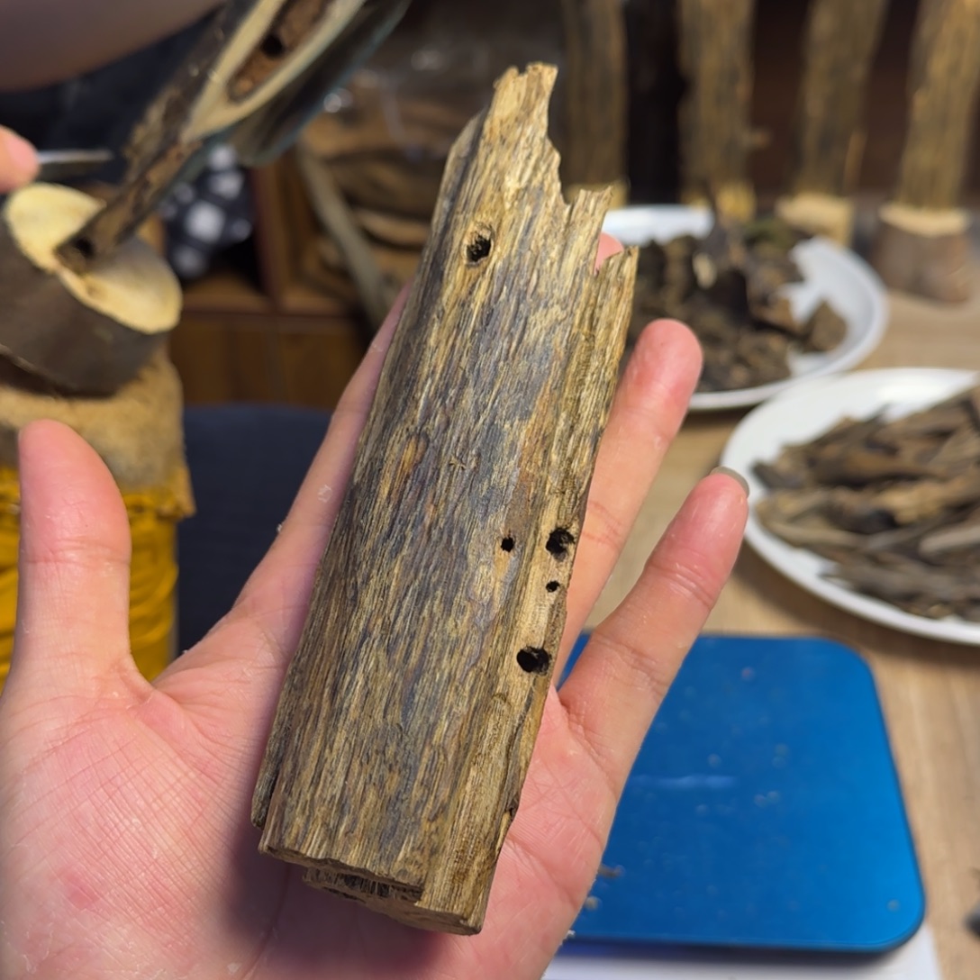 沉香碎屑沉香绿棋楠沉香原料虫漏52克