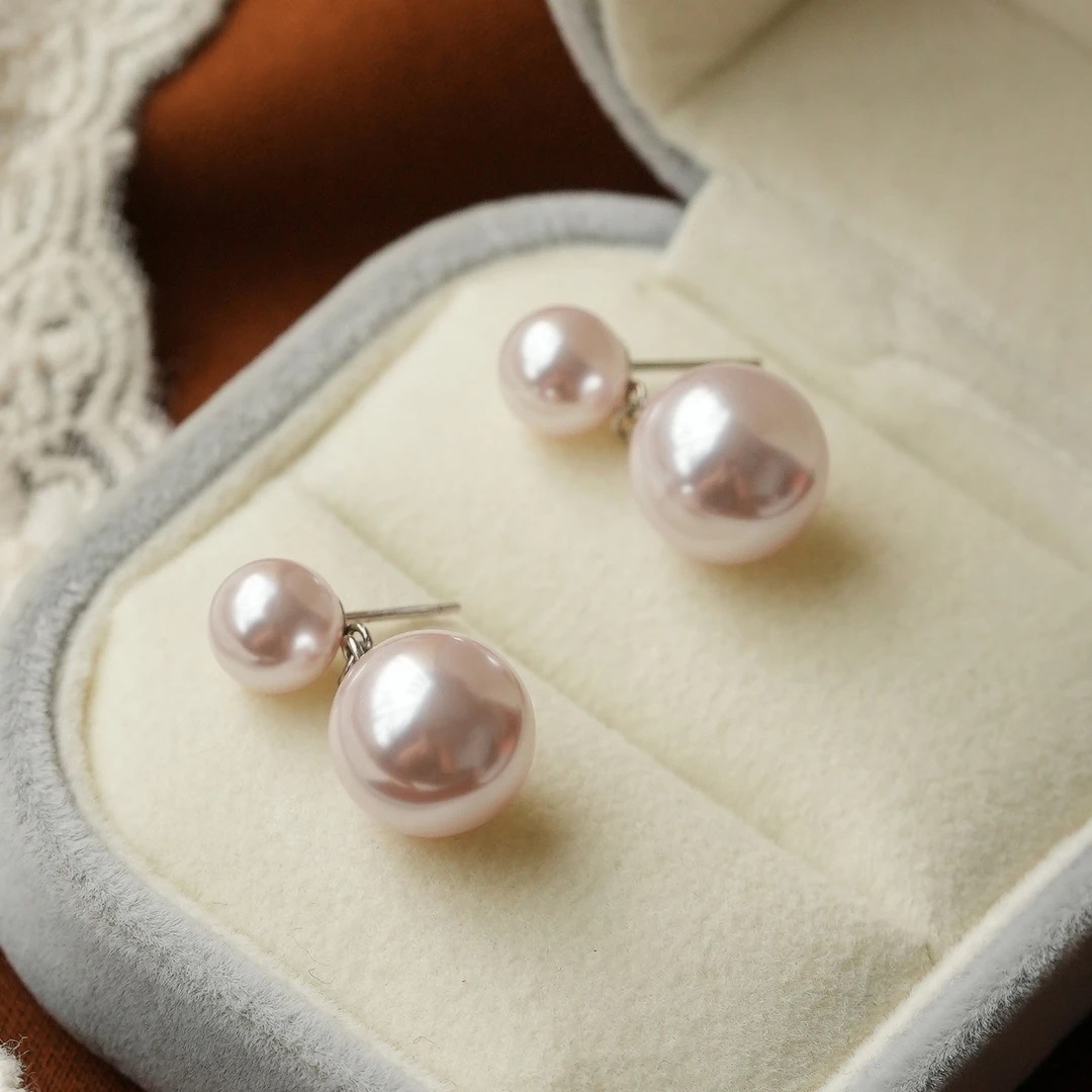 925银耳饰 纯银曼塔玫瑰双珠耳钉女气质典雅温柔轻奢耳环礼物