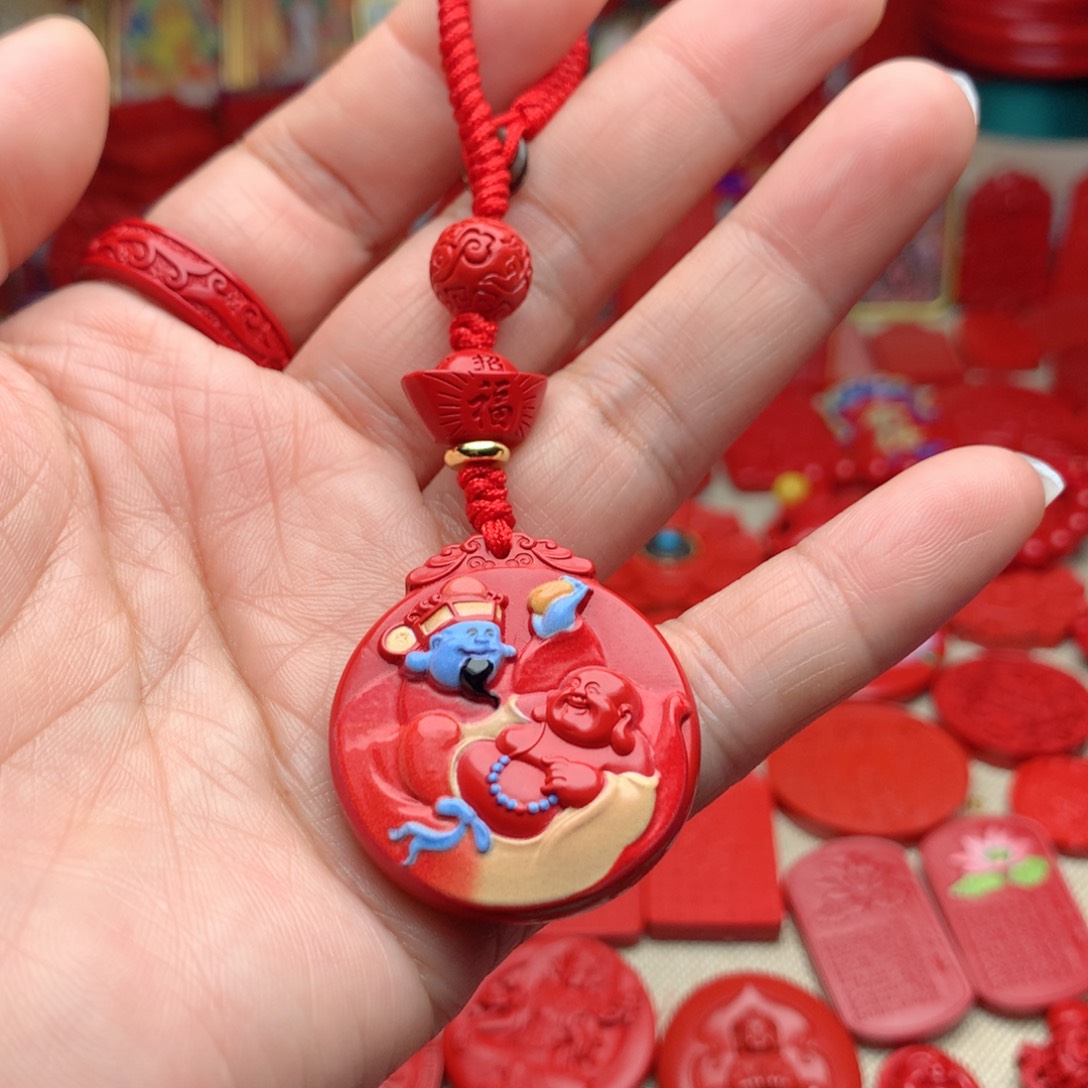 天然辰砂工艺品朱砂钥匙扣