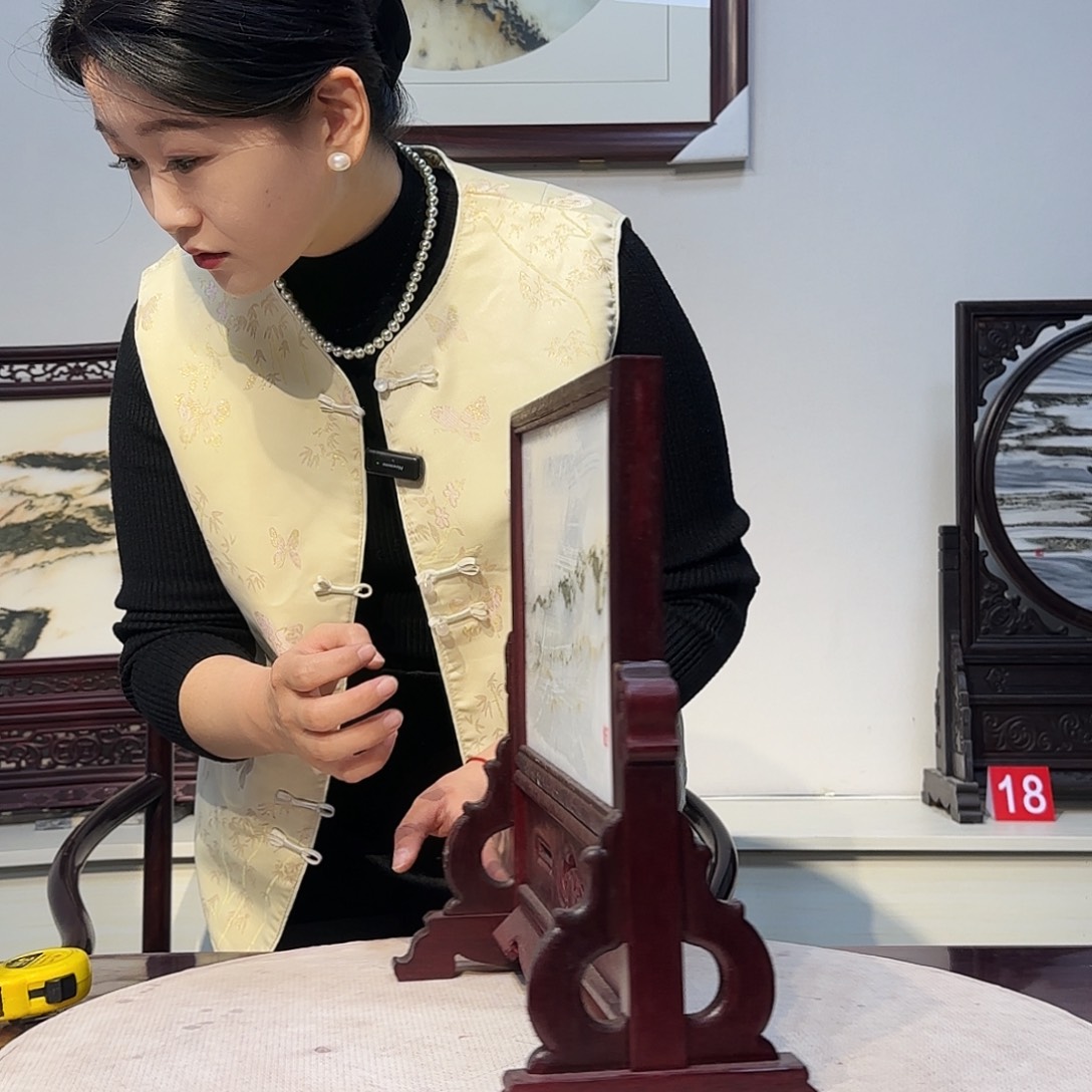 用***2石材天然大理石画屏风摆件