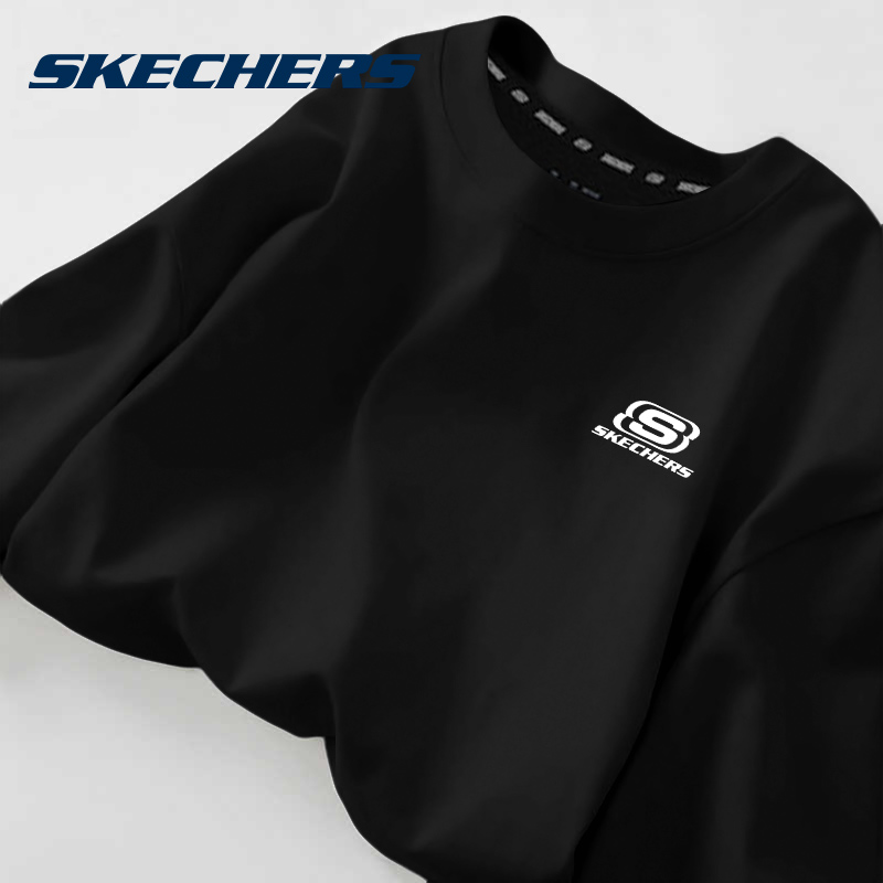 斯凯奇运动短袖t恤男透气纯棉2025年春季新款官方旗舰半袖运动衫