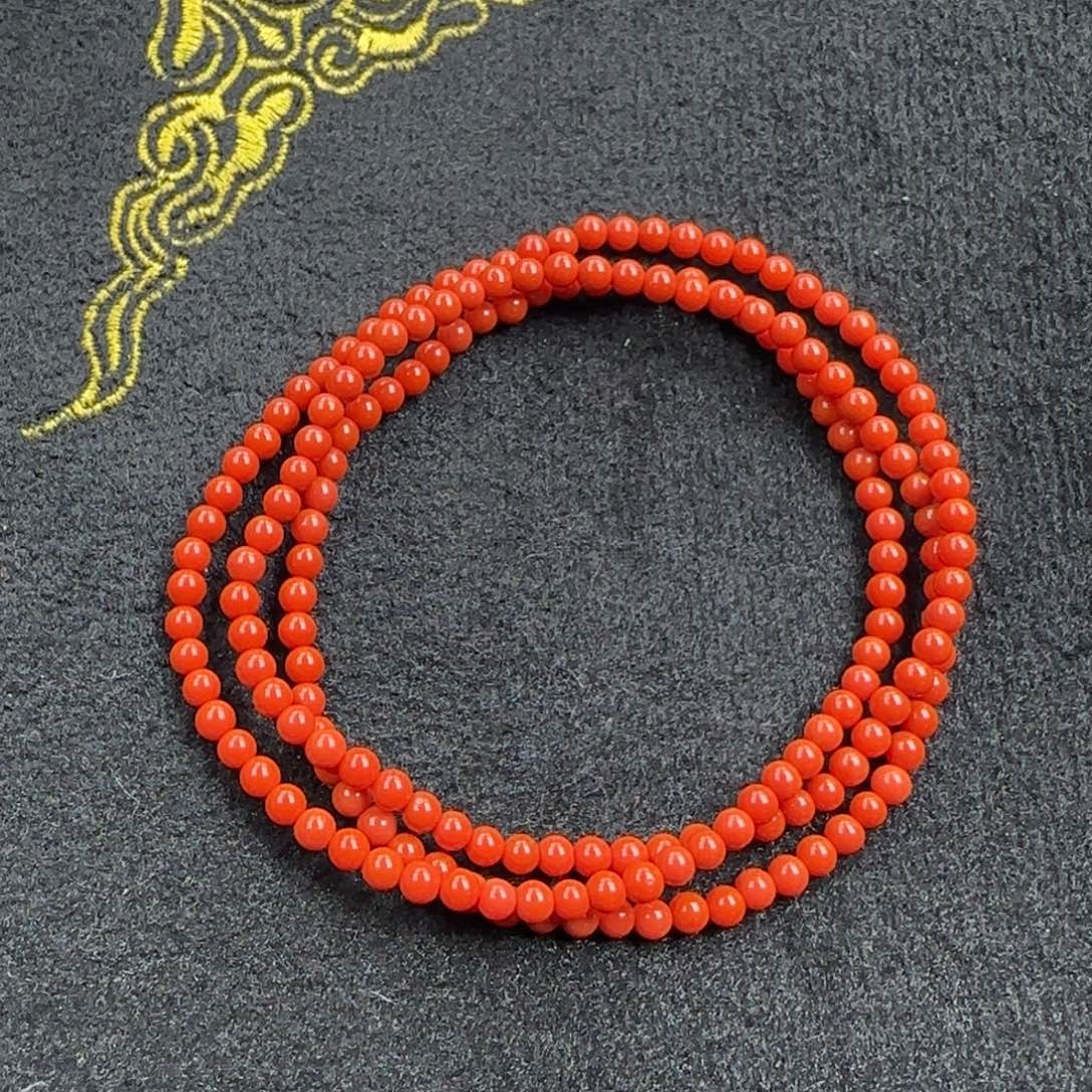 南红玛瑙未镶嵌手串满色满肉4mm锦红多圈