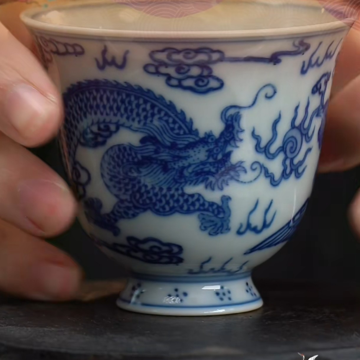 青花龙凤呈祥纹高足杯