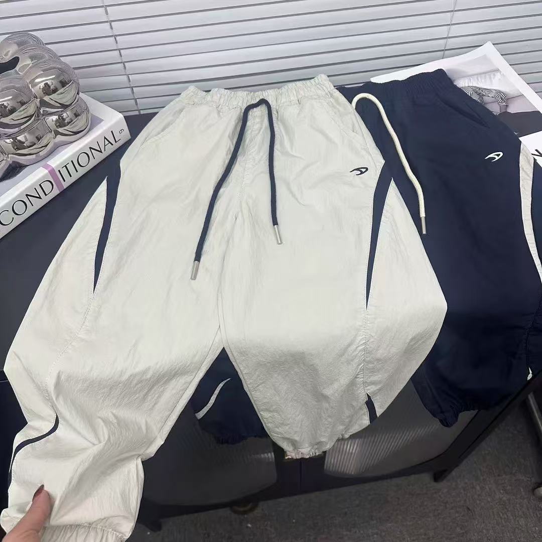 100% 纯棉儿童夏季薄款裤子男女童宽松运动裤中大童韩版夏装