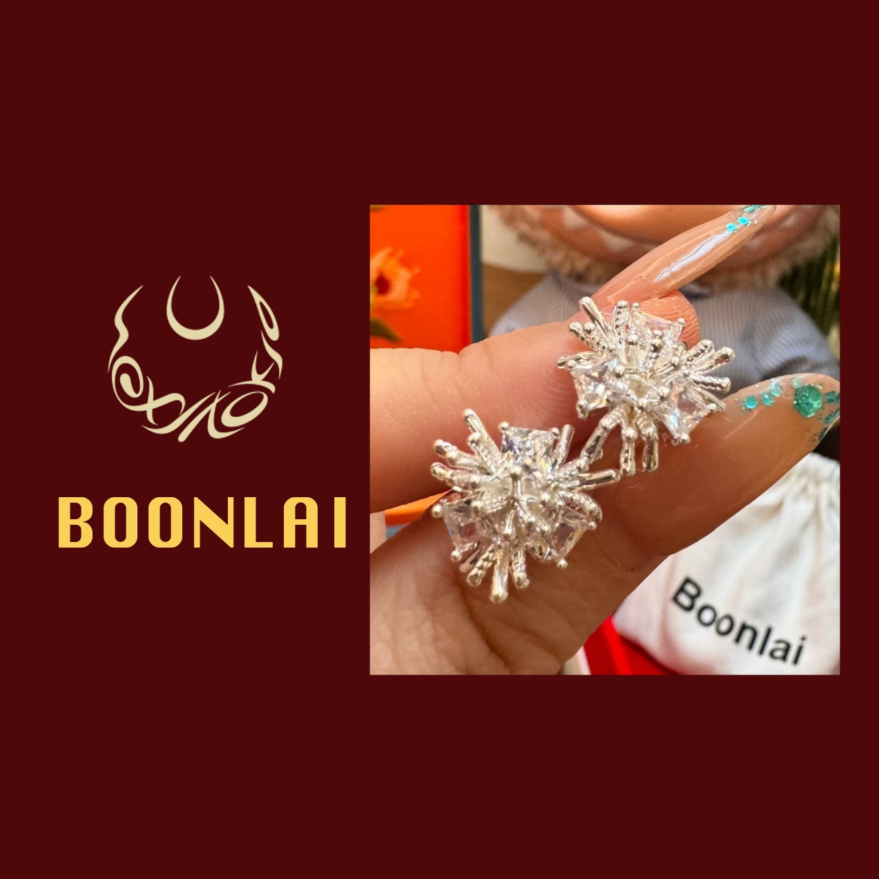 铜合金耳饰 Boonlai 烟花锆石耳环1306