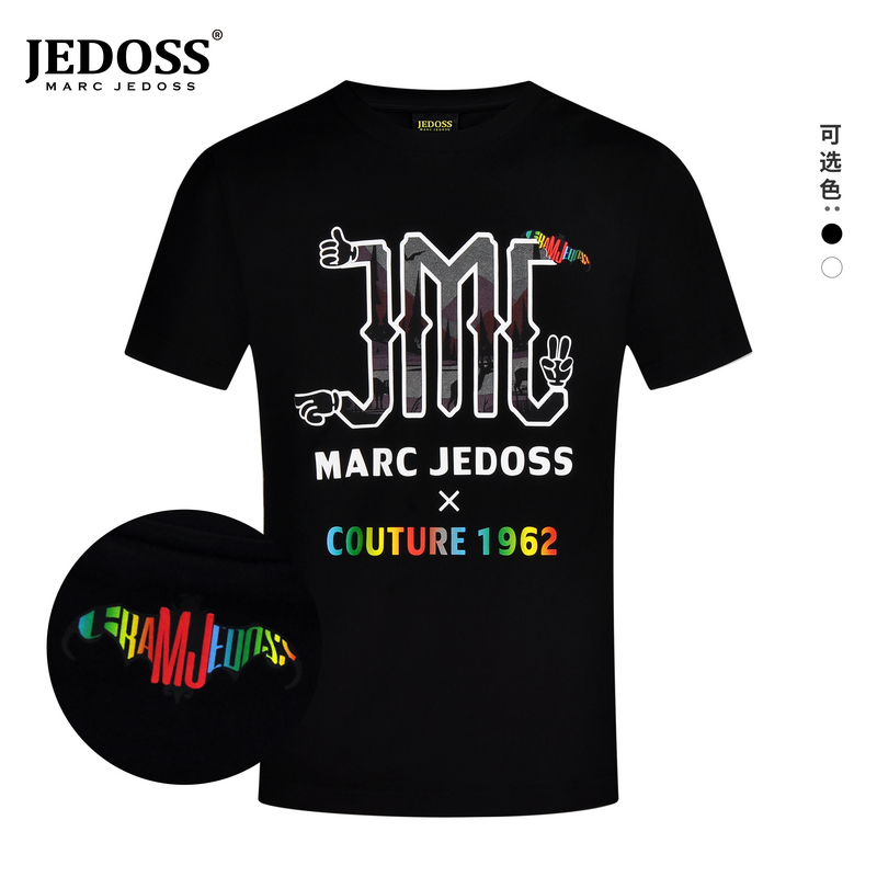 2025夏季新款男士赛博朋克色彩胶印修身圆领T恤035