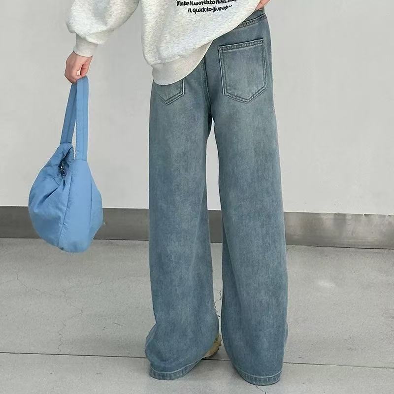 【丫丫童品】2025春季韩版童装净版休闲百搭牛仔裤-A201