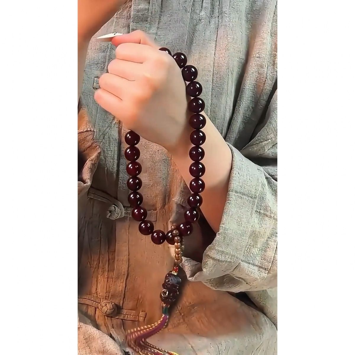 天然老料菩提根手串手持1.4大规格原创手工送一颗鉴定珠