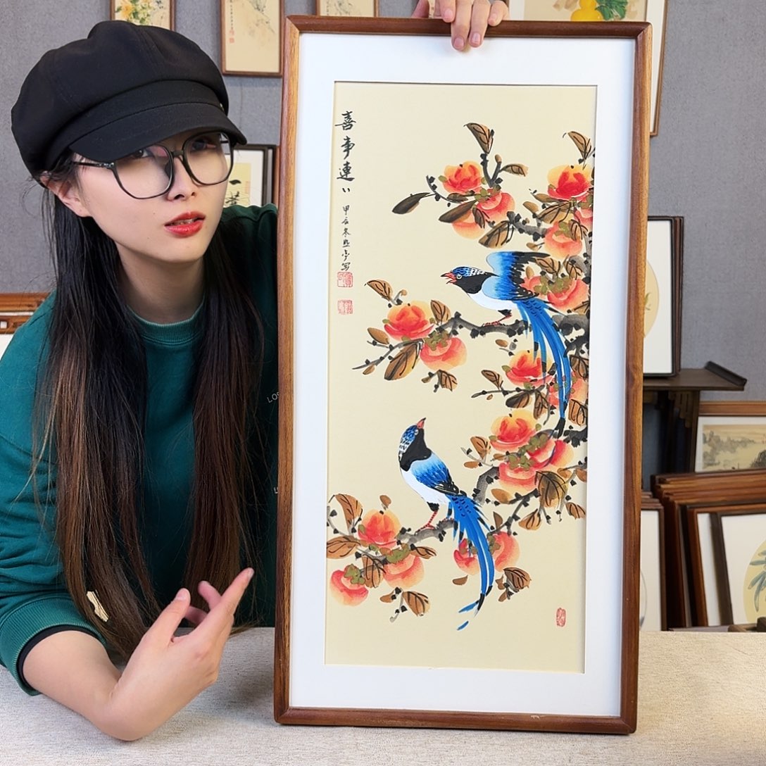 国画手绘带框尺寸： 36*69