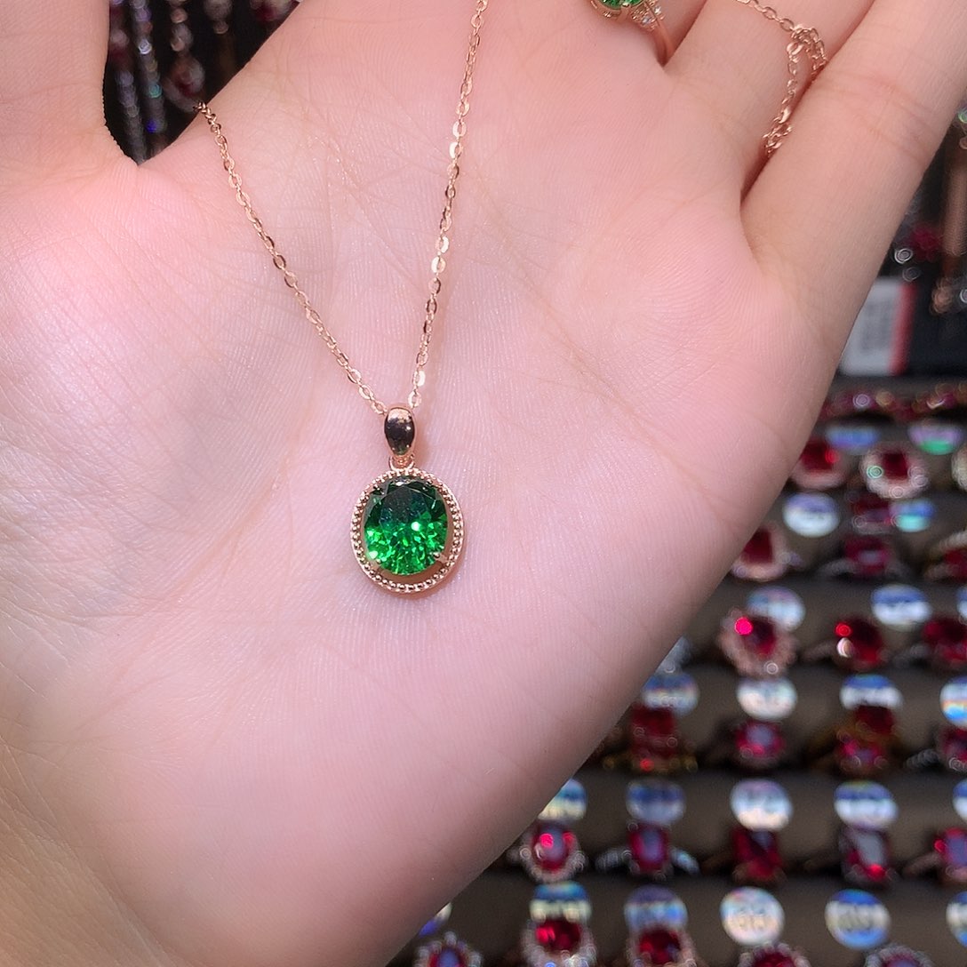 透辉石吊坠银S925镶嵌810