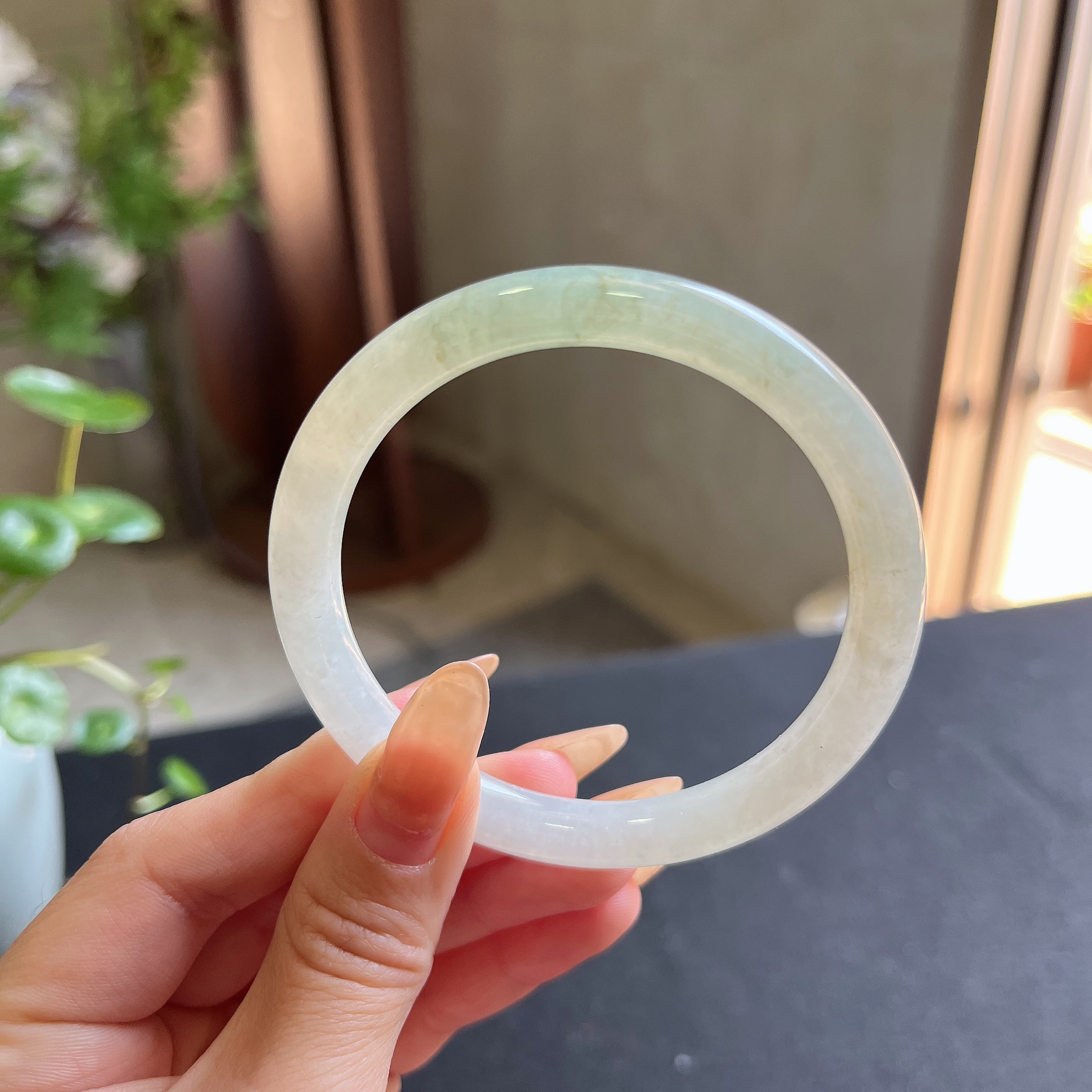 缅甸天然翡翠A货冰种起光圆条细小叮当少女百搭手镯直播间新货