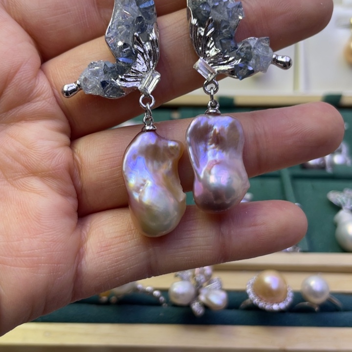 淡水珍珠耳饰合金