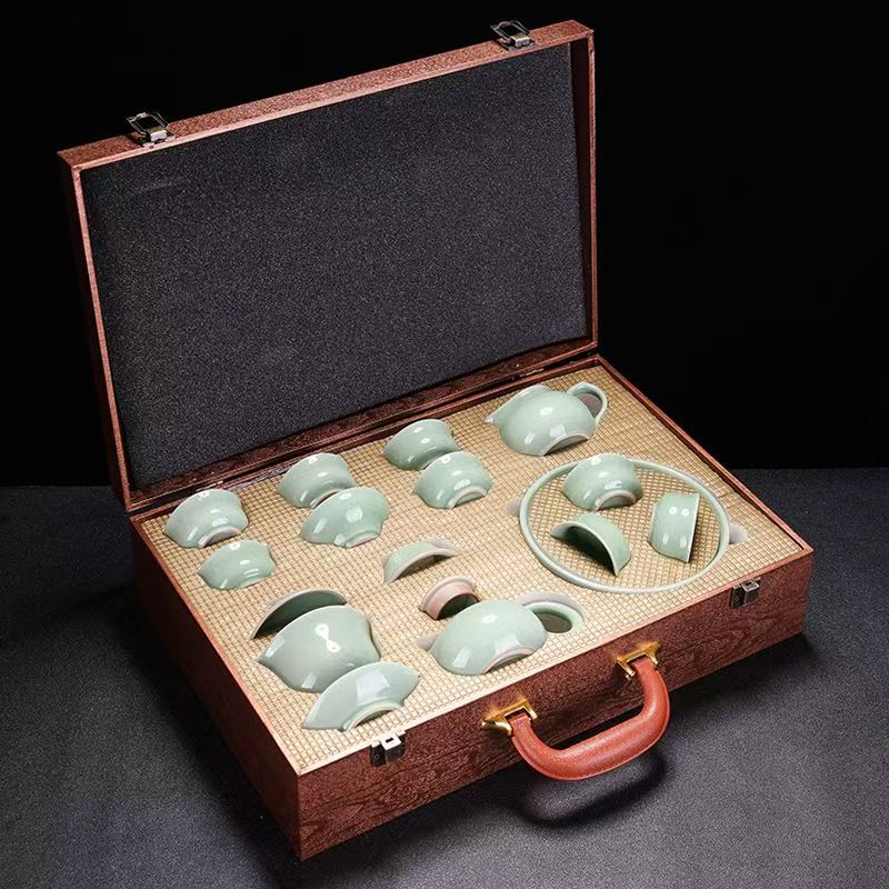 国潮创意哥窑冰花功夫茶具套装家用商务活动伴手礼