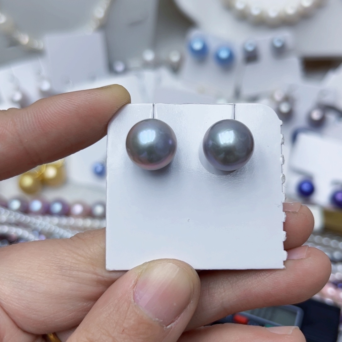 淡水珍珠耳饰银S925镶嵌