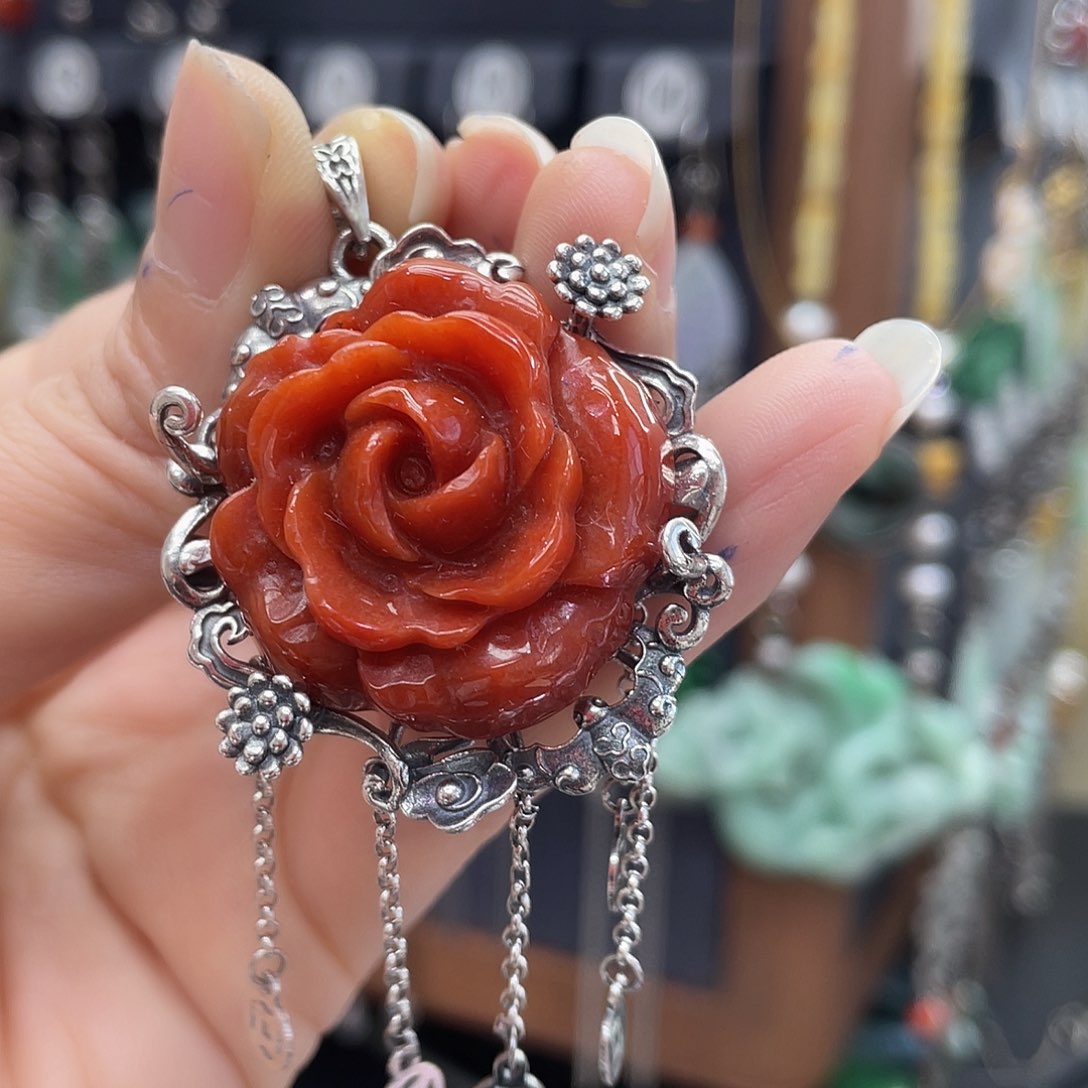 翡翠颈饰银S925镶嵌蓦****然771hhjjhhu