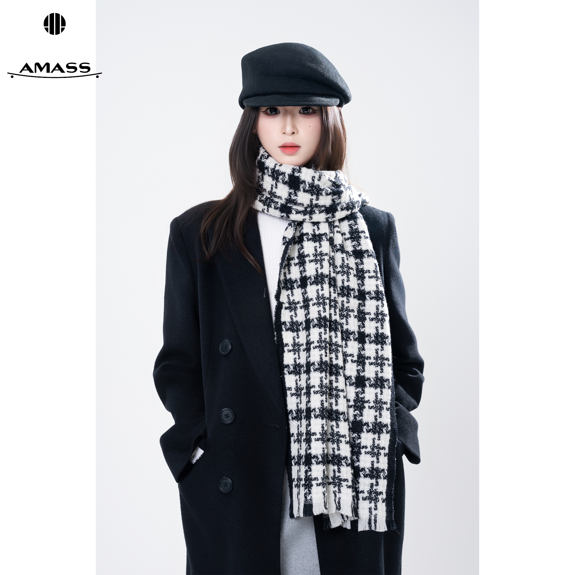 AMASS/阿玛施新款时尚气质简约格子围巾保暖围脖复古百搭 5800039