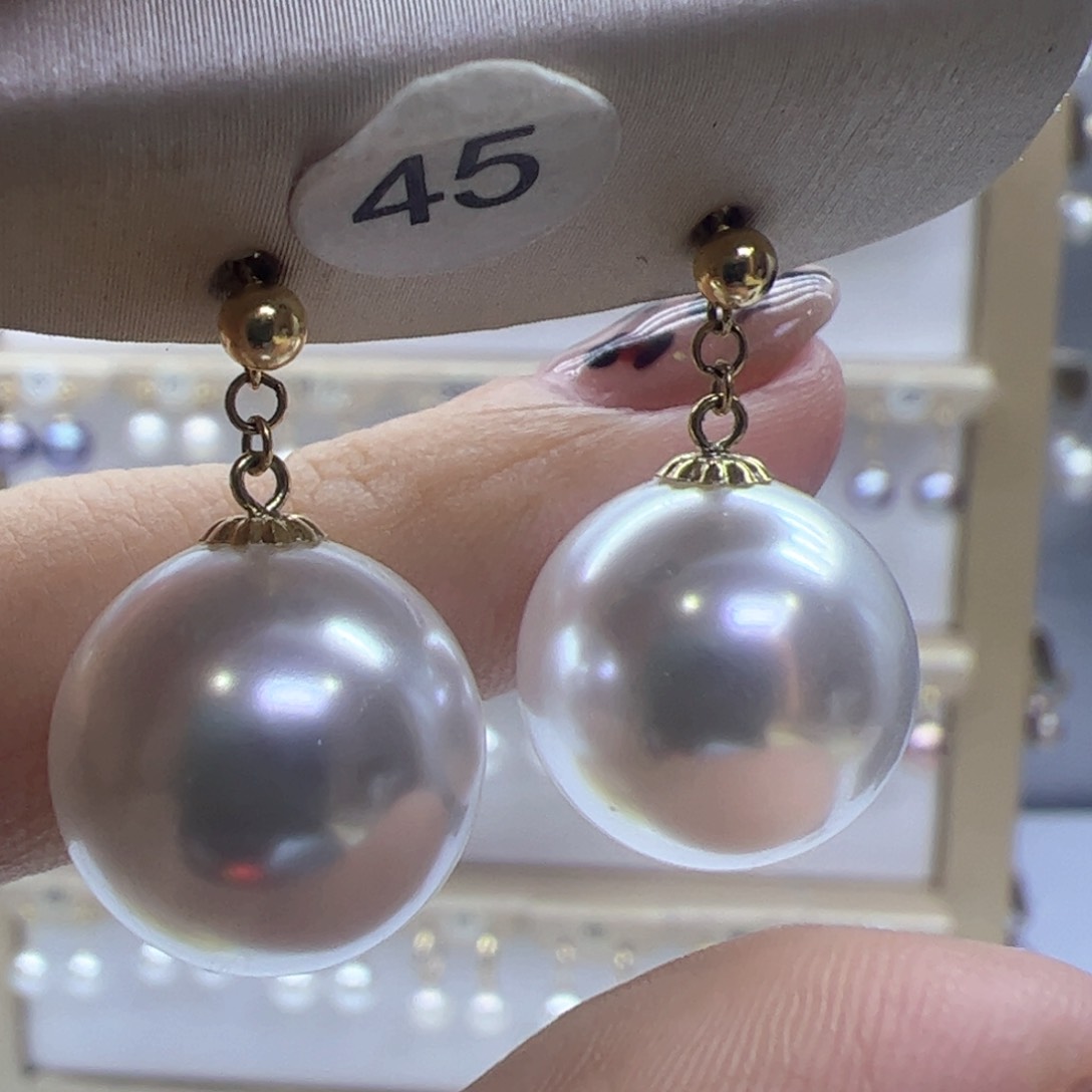 淡水珍珠耳饰18K金镶嵌