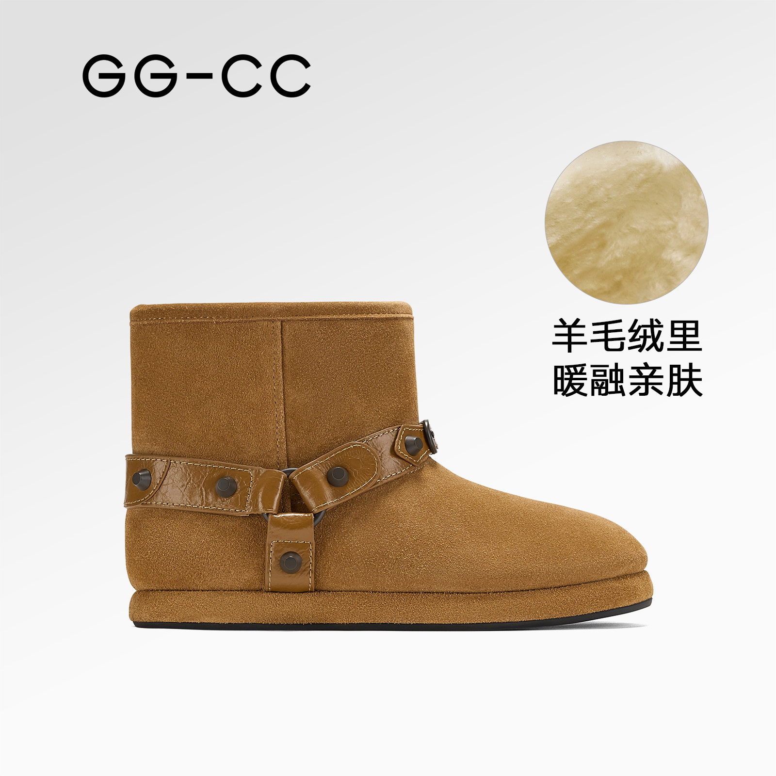 GG-CC25年冬新款加绒毛毛雪地靴保暖短筒靴子