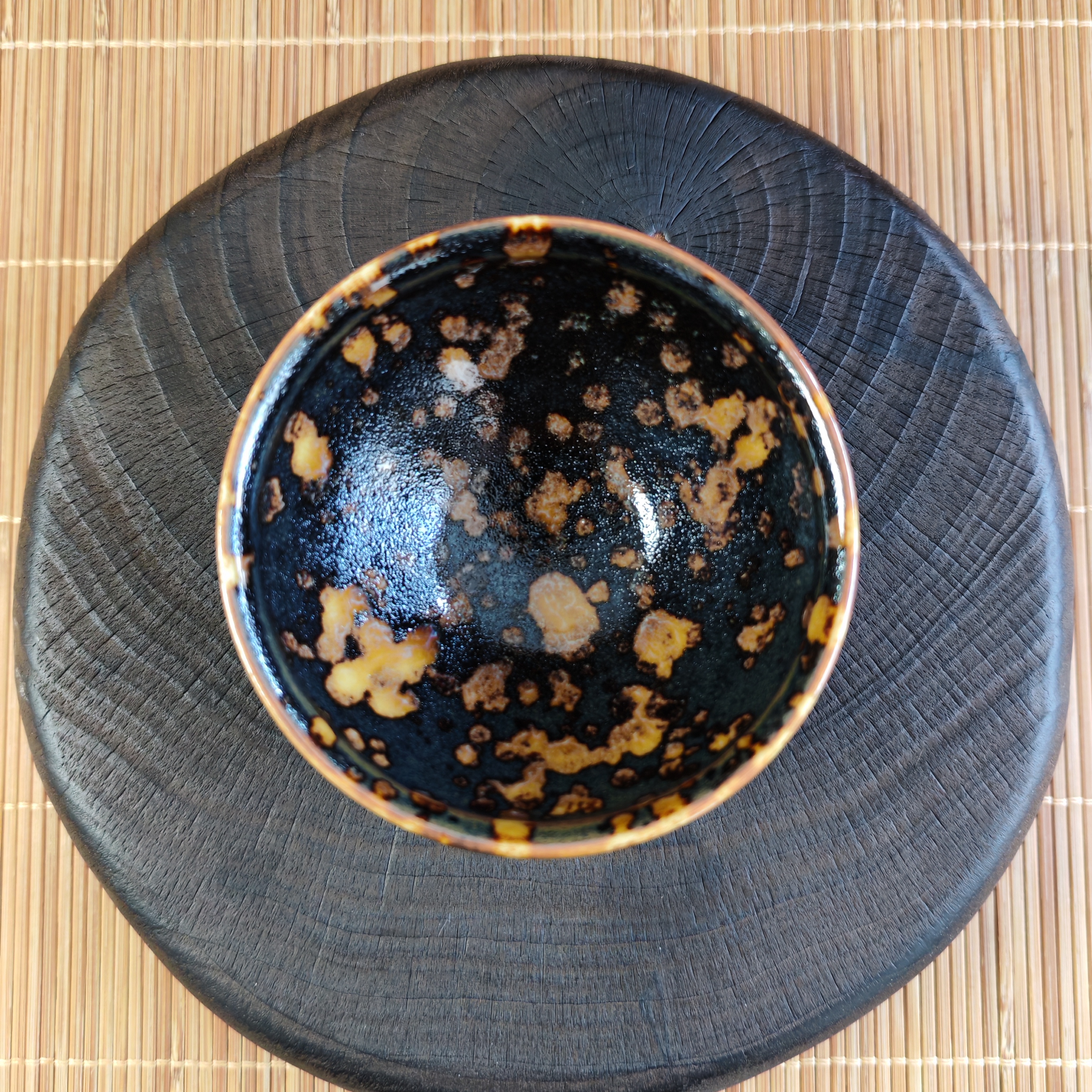 吉州窑柴烧玳瑁釉束口杯